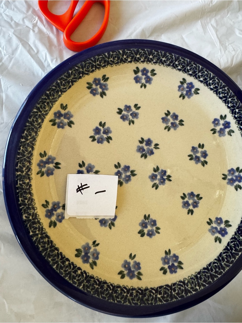 Bolestawiec Stoneware Forget Me Not Dot Blue and White Plate Poland Pottery - Picture 4 of 4